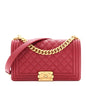 Caviar Quilted Medium Boy Flap Dark Red