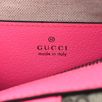 GG Supreme Monogram Textured Dollar Calfskin Web Ophidia Small Crossbody Bag Beige Ebony Fuchsia