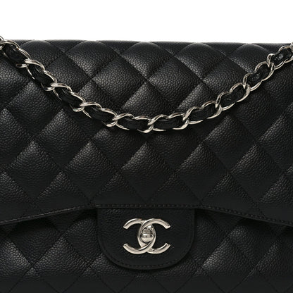 Caviar Quilted Jumbo Double Flap Black