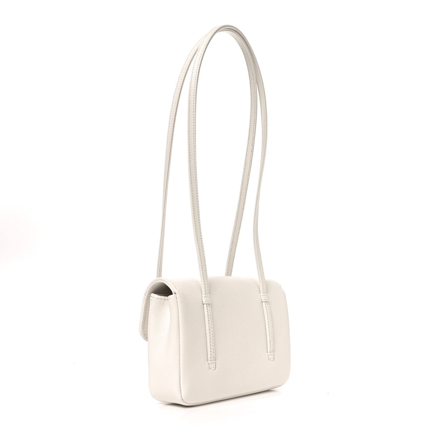 Shiny Caviar Mini Preppy Coco Shoulder Bag White