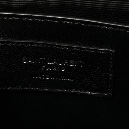 Calfskin Crocodile Embossed Small Classic Monogram Kate Tassel Satchel Black