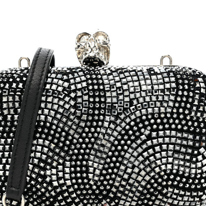 Crystal Nappa Classic Art Deco Skull Clutch Black Silver