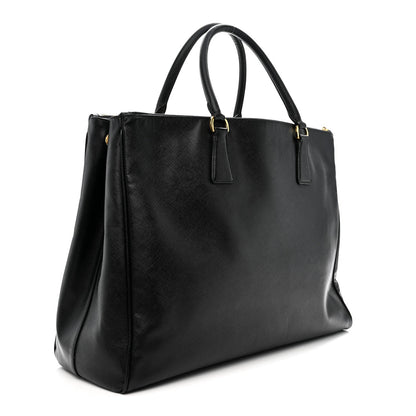 Saffiano Lux Extra Large Galleria Double Zip Tote Black