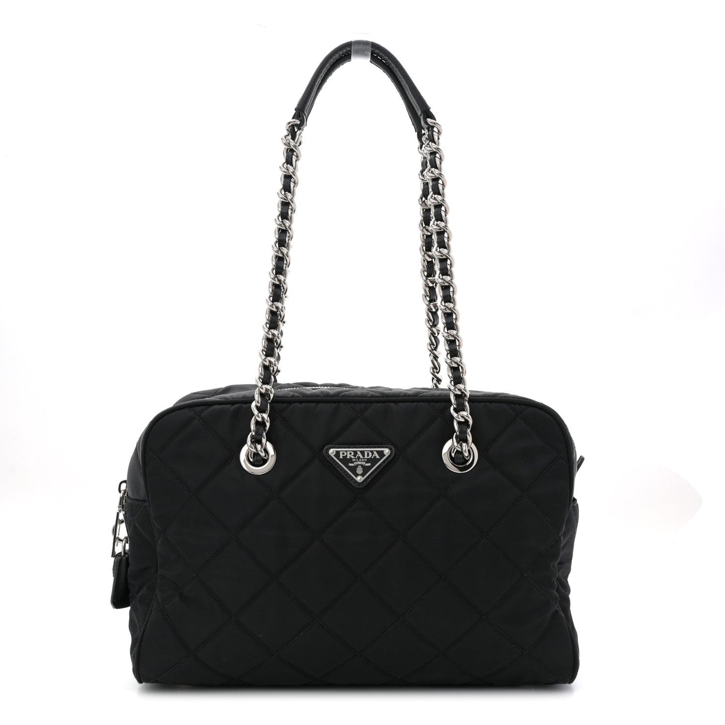 Nylon Tessuto Impuntu Quilted Shoulder Bag Black