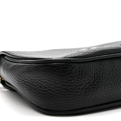 Pebbled Calfskin Medium Soho Flap Crossbody Black