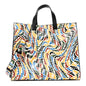 X SARAH COLEMAN Vitello Grace Light FF Vertigo Shopping Tote White Ice Multicolor