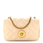 Nappa Quilted Small Medusa Chain Crossbody White