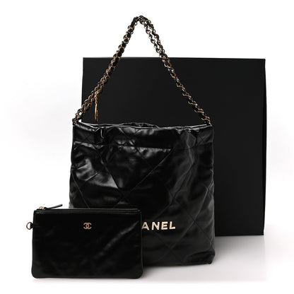 Calfskin Quilted Small Chanel 22 Black