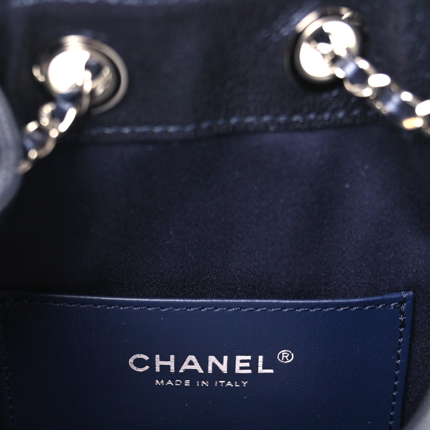 Metallic Caviar Quilted Mini Chanel 25 Handbag Dark Blue