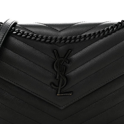 Grain De Poudre Matelasse Chevron Monogram Monochrome Envelope Chain Wallet Black