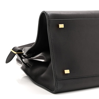 Polished Saddle Calfskin Soft Margaux 10 Bag Black