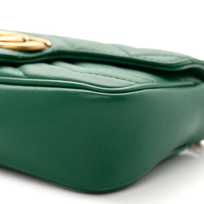 Calfskin Matelasse Super Mini GG Marmont Shoulder Bag Emerald Green