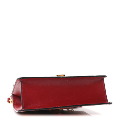 Textured Calfskin Printed Small Sylvie Shoulder Bag Red