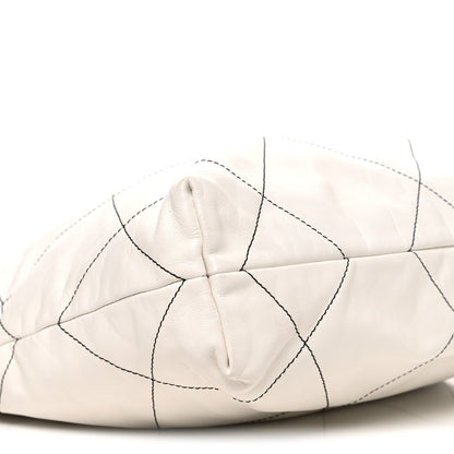 Shiny Calfskin Quilted Small Chanel 22 White Black