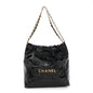 Glazed Calfskin  Quilted Small Chanel 22 Black
