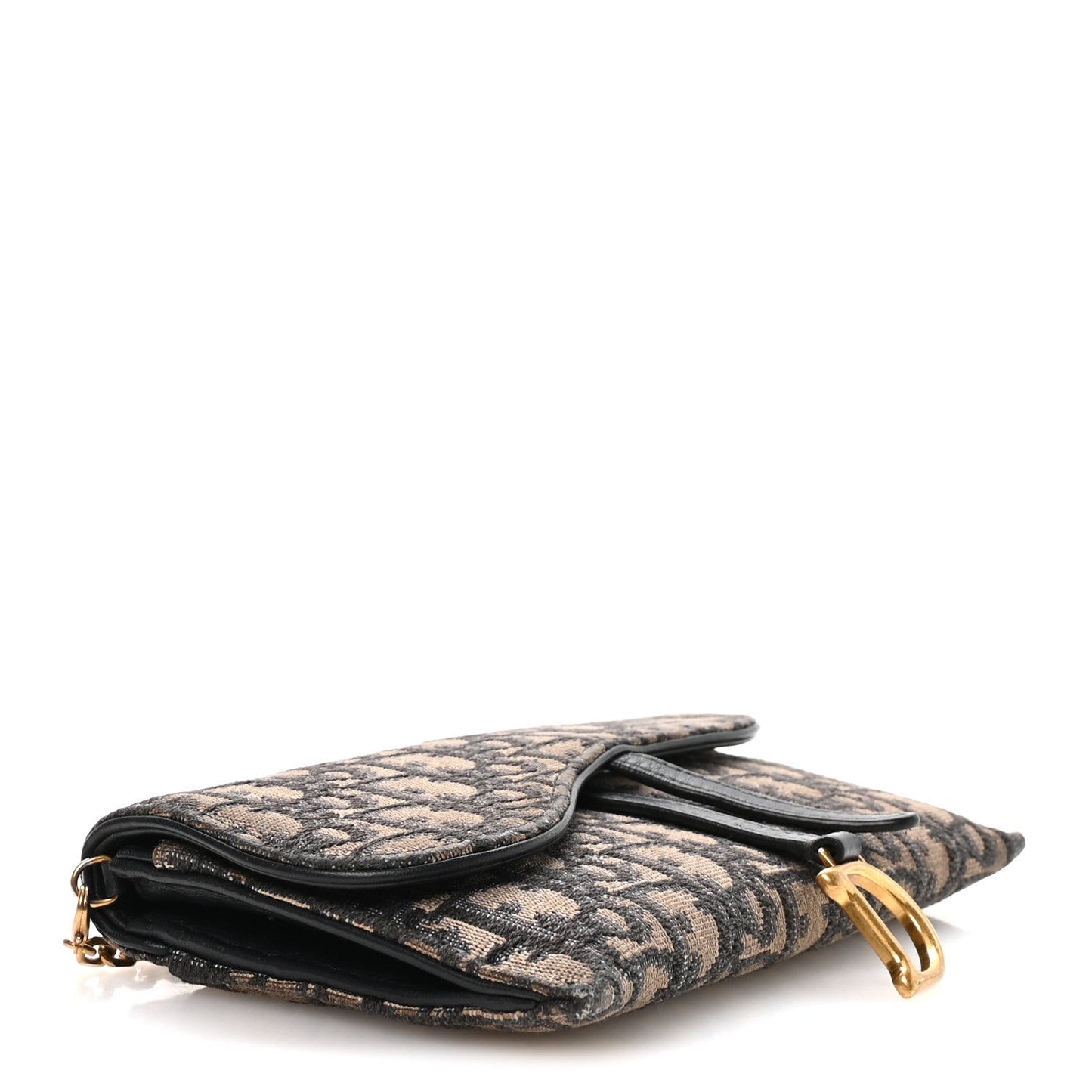 Oblique Saddle Chain Long Wallet  Blue
