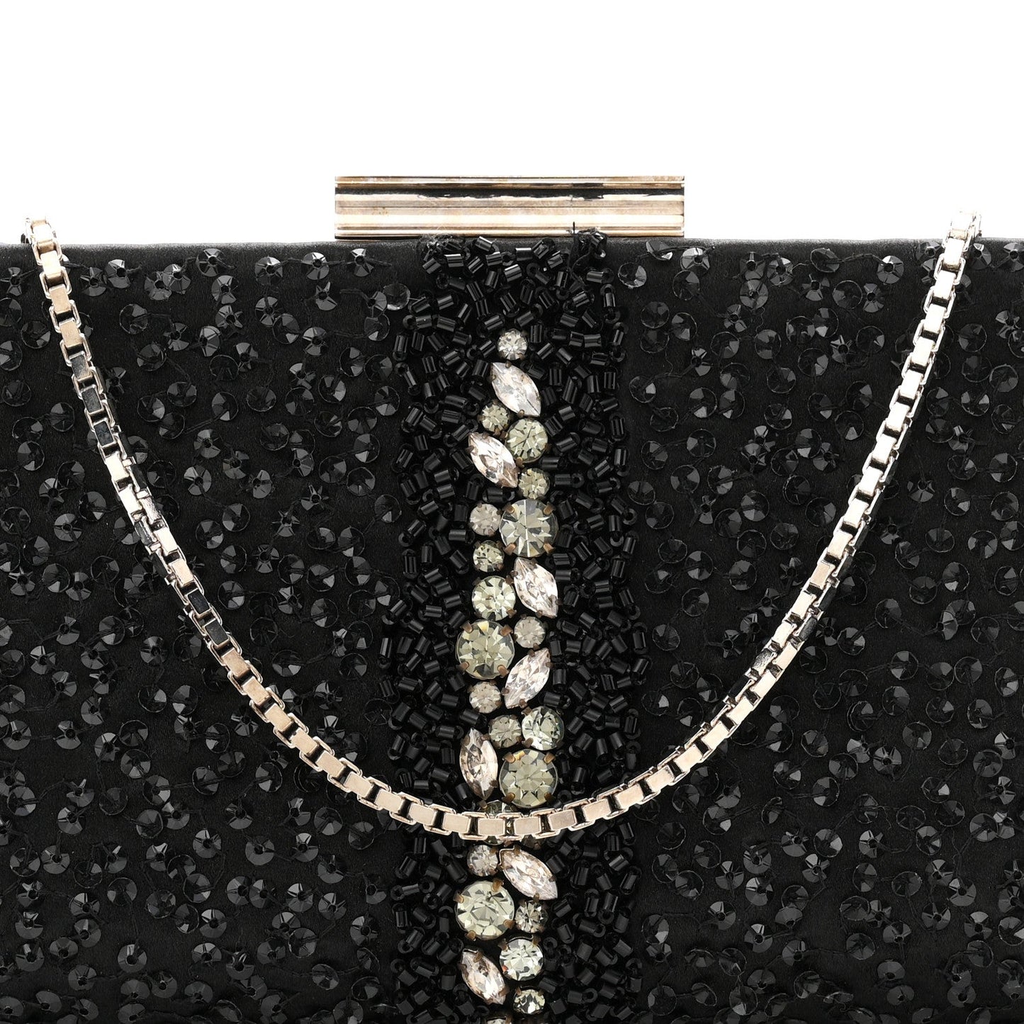 Satin Sequin Kameron Clutch Black