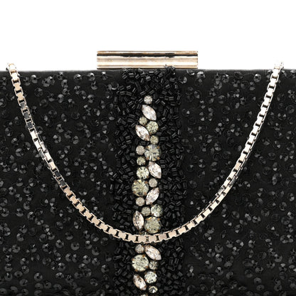 Satin Sequin Kameron Clutch Black