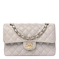 Caviar Quilted Small Double Flap Grey
