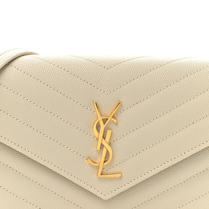 Grain De Poudre Matelasse Chevron Monogram Envelope Chain Wallet Crema Soft
