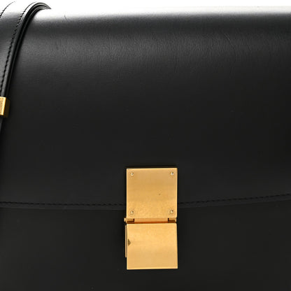 Box Calfskin Medium Classic Box Flap Bag Black