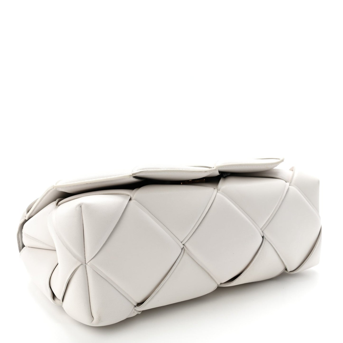 Nappa Intreccio Padded Top Handle Shoulder Bag White