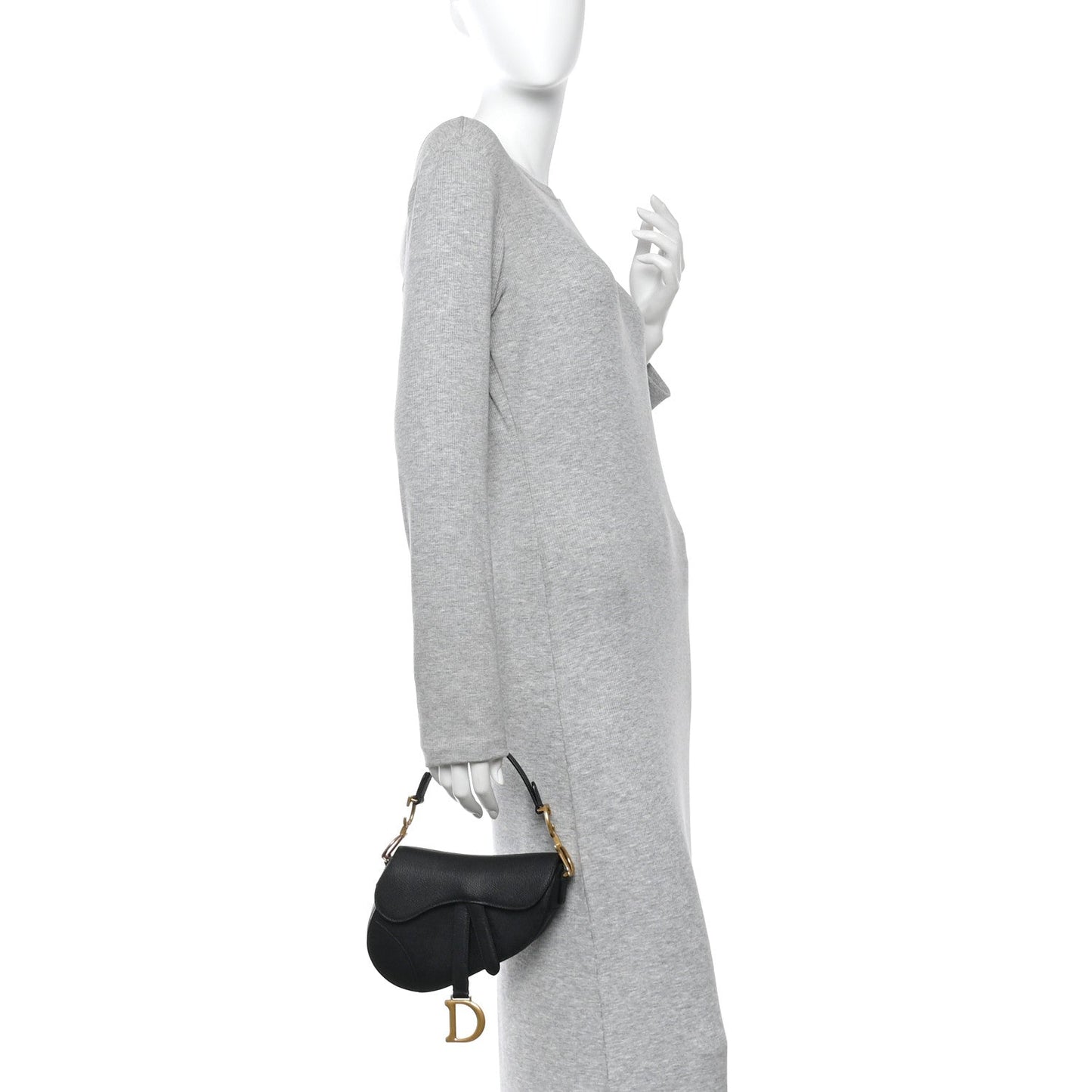 Grained Calfskin Mini Saddle Bag Black