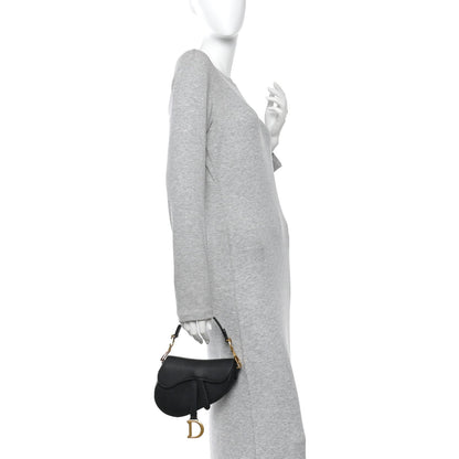 Grained Calfskin Mini Saddle Bag Black
