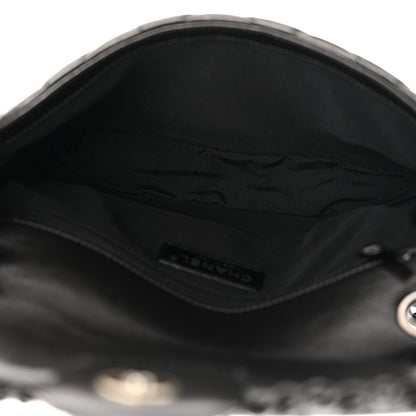 Metallic Calfskin Quilted Chain All Over Flap Bag Grey