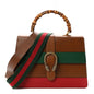 Moon Calfskin Web Large Dionysus Bamboo Top Handle Bag Cuir Bright Evergreen Hibiscus Red