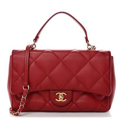 Lambskin Quilted Easy Carry Flap Red