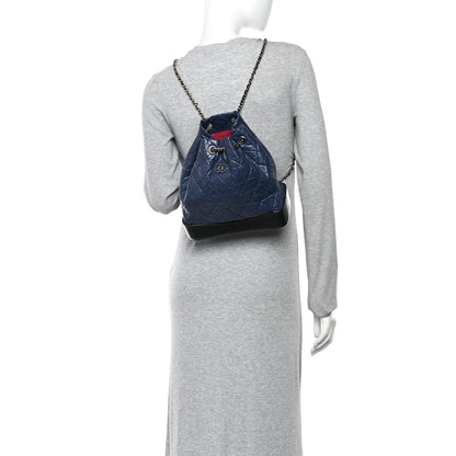 Aged Calfskin Quilted Gabrielle Backpack Navy Black