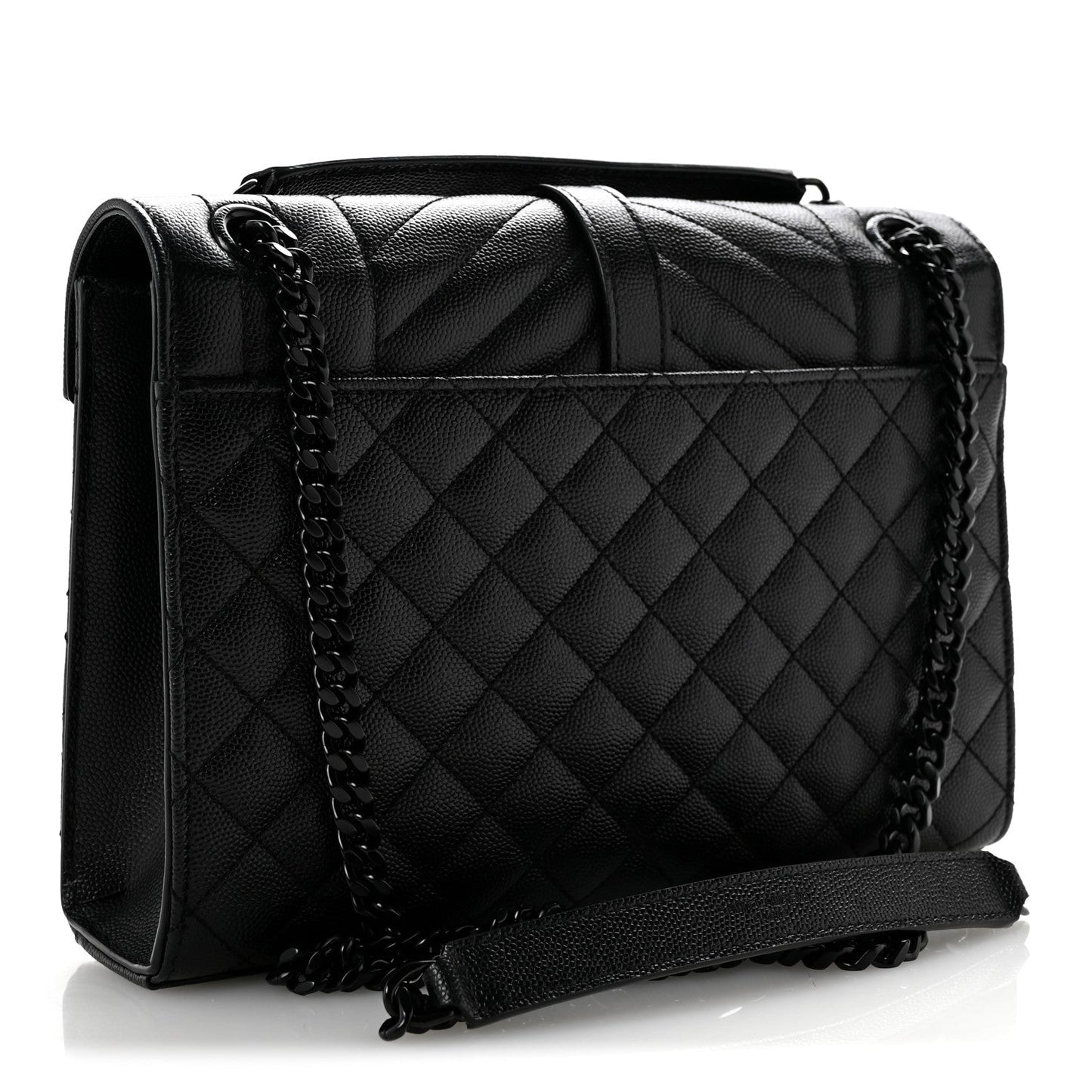 Grain De Poudre Textured Mixed Matelasse Triquilt Medium Monogram Monochrome Satchel Black