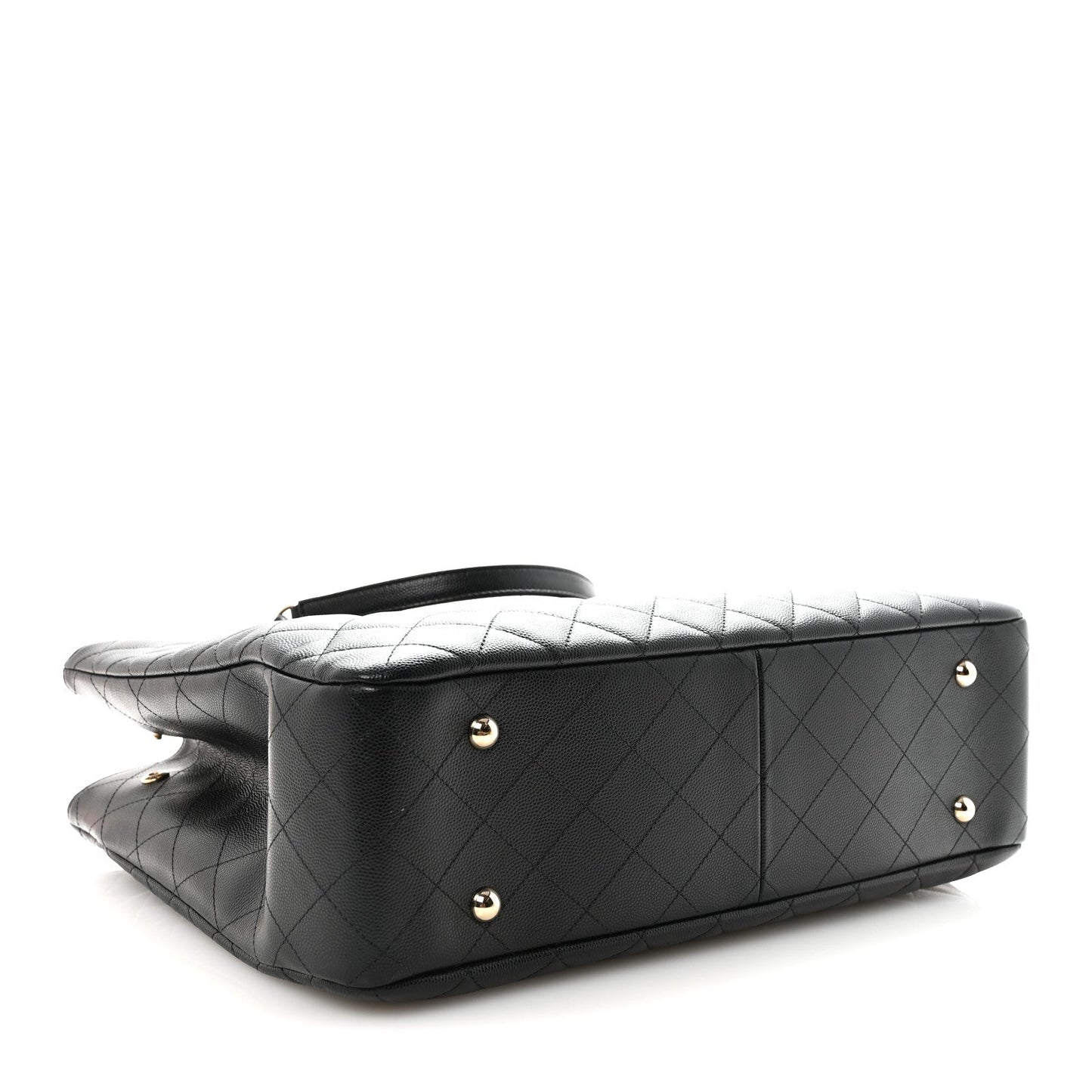 Caviar Quilted Large Shopping Tote Black