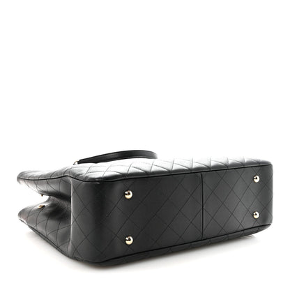 Caviar Quilted Large Shopping Tote Black