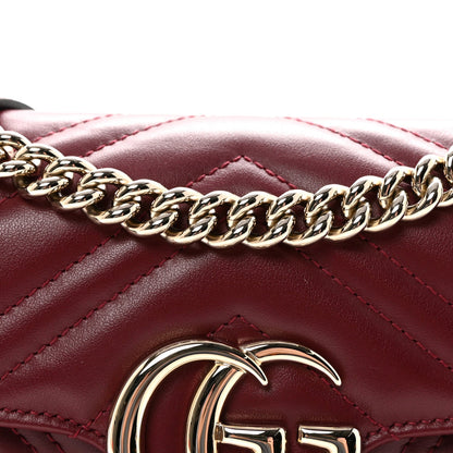 Calfskin Matelasse Small GG Marmont Shoulder Bag  Rosso Ancora