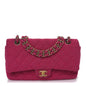 Tweed Quilted Medium Double Flap Fuchsia