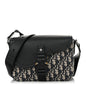 Oblique Jacquard Grained Calfskin Small Saddle Messenger Bag Beige Black