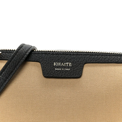 Canvas Calfskin Medium Lina Crossbody Bag Black Honey