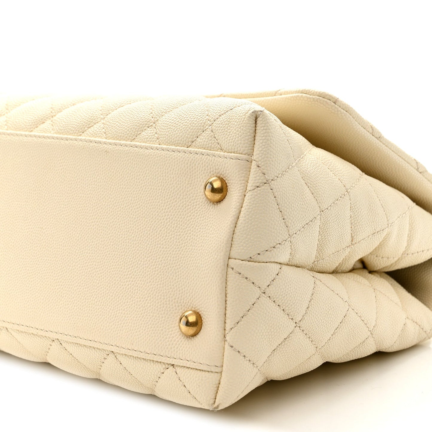 Caviar Quilted Small Coco Handle Flap White