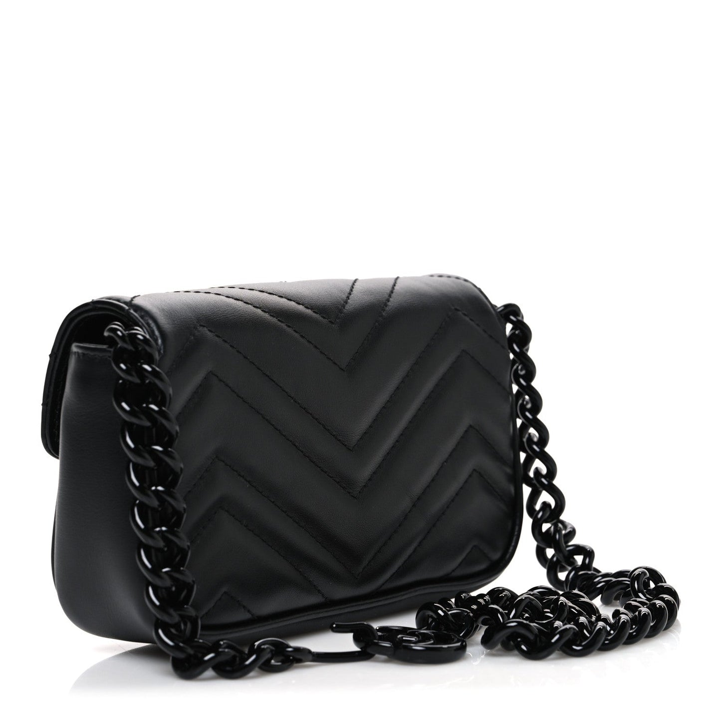 Calfskin Matelasse Monochrome GG Marmont Chain Belt Bag Black