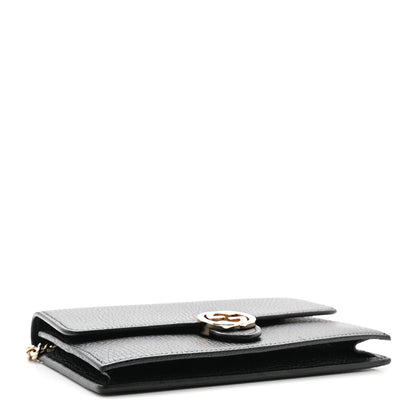 Dollar Calfskin Interlocking G Chain Wallet Black
