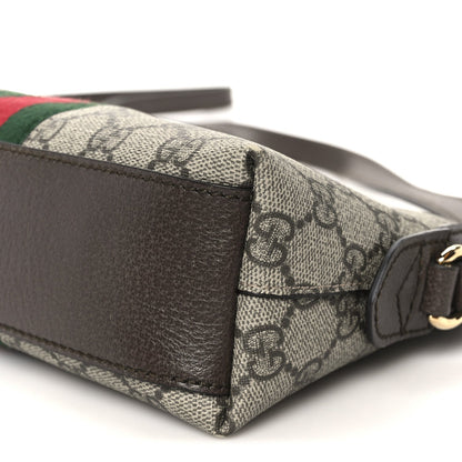 GG Supreme Monogram Textured Dollar Calfskin Web Small Ophidia Dome Shoulder Bag Beige Ebony New Acero