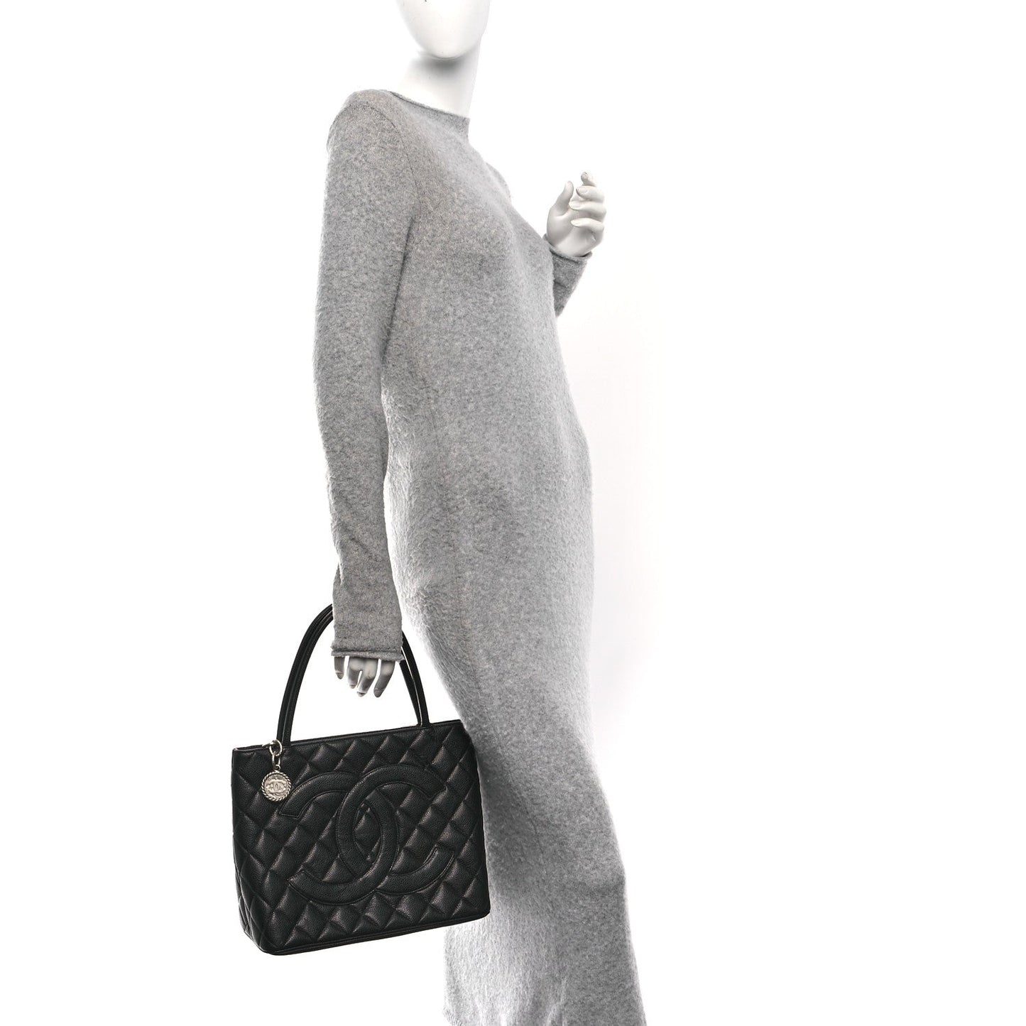 Caviar Quilted Medallion Tote Black