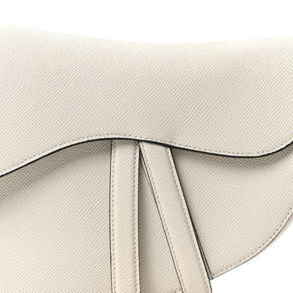 Grained Calfskin Saddle Bag White