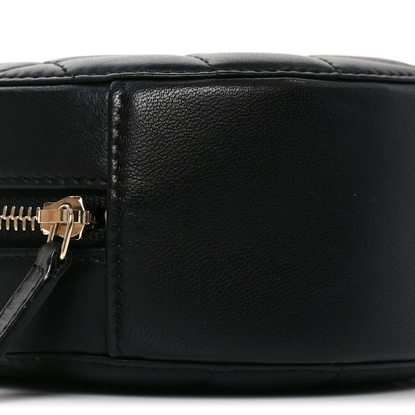 Lambskin Quilted Round Pearl Crush Clutch With Chain Black
