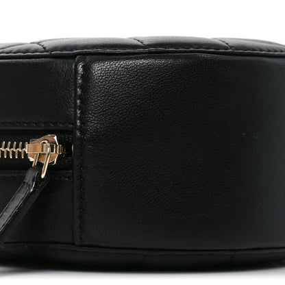 Lambskin Quilted Round Pearl Crush Clutch With Chain Black