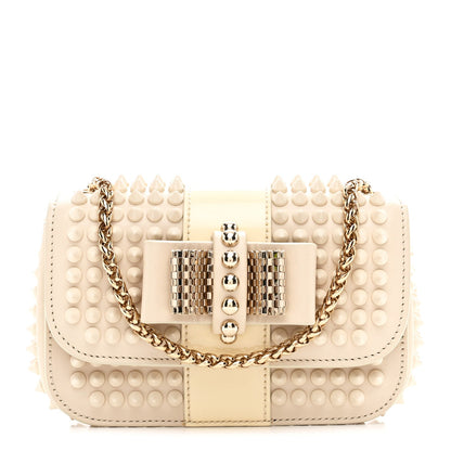 Calfskin Spikes Sweety Charity Shoulder Bag Beige