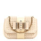 Calfskin Spikes Sweety Charity Shoulder Bag Beige