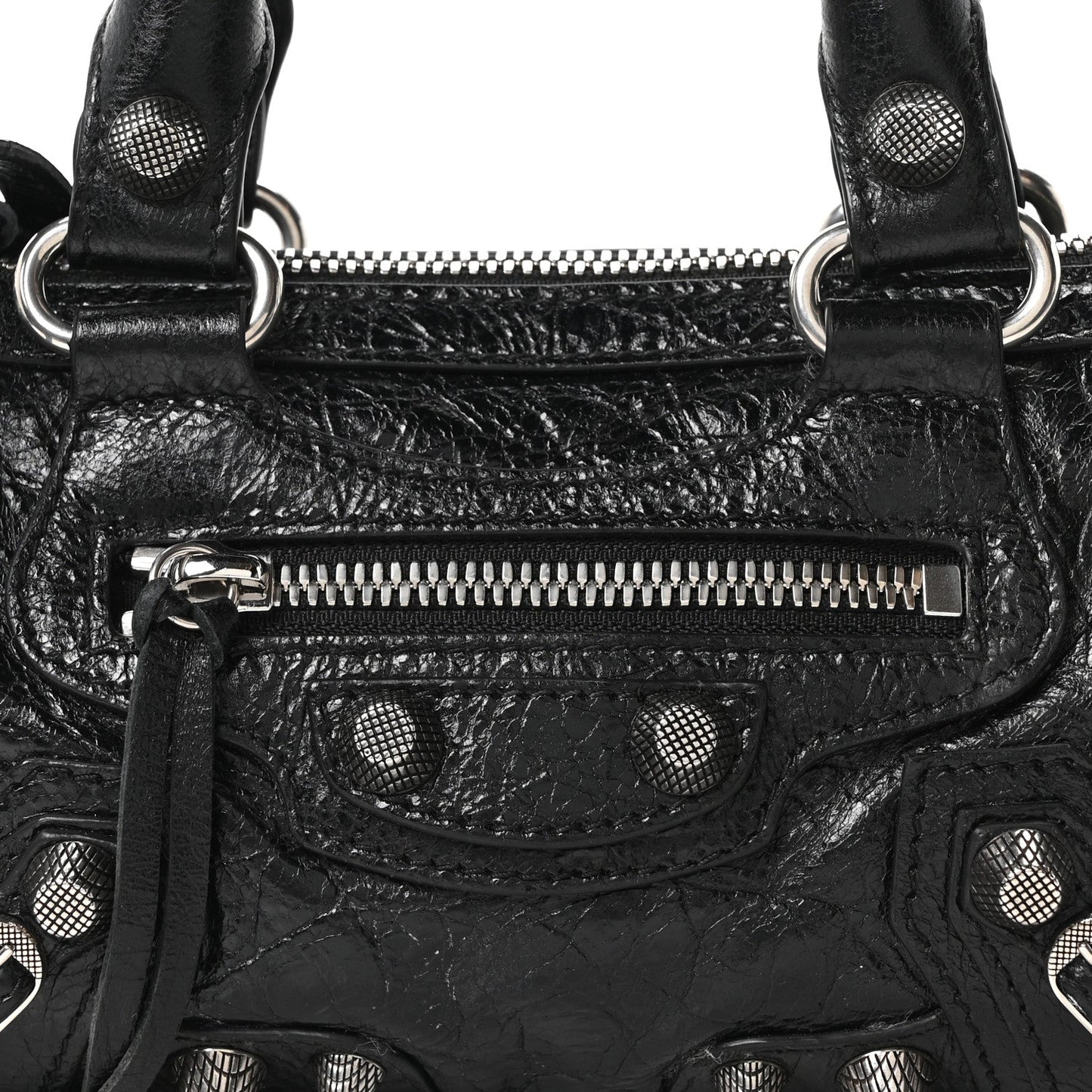 Agneau Arena Crystal Neo Nano Cagole Handbag Black